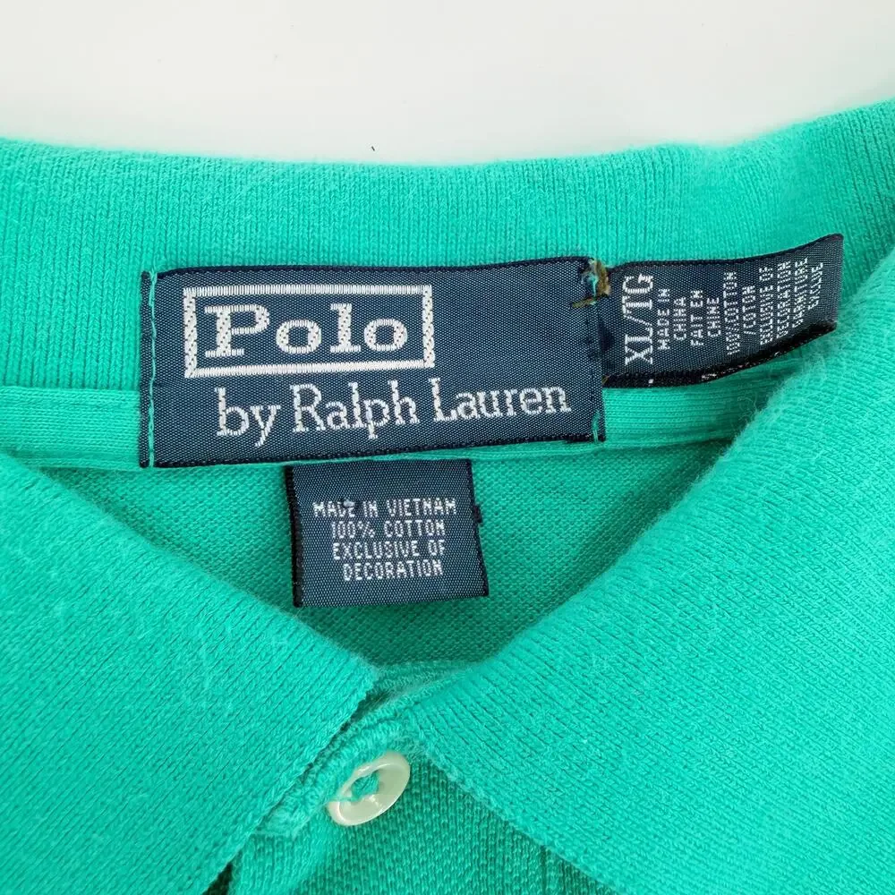 Vintage Polo Ralph Lauren Short Sleeve Polo Green‎ Size XL Men's 90's